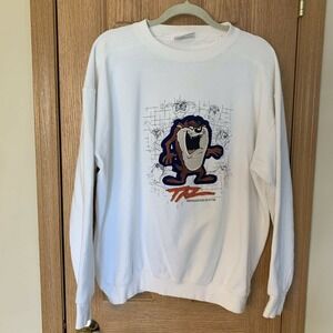 Vintage Genus Taz Tasmanian Devil Classics Off White Sweatshirt Lg 1992